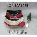 Popular ceramic butter bowl & knife with santa claus design